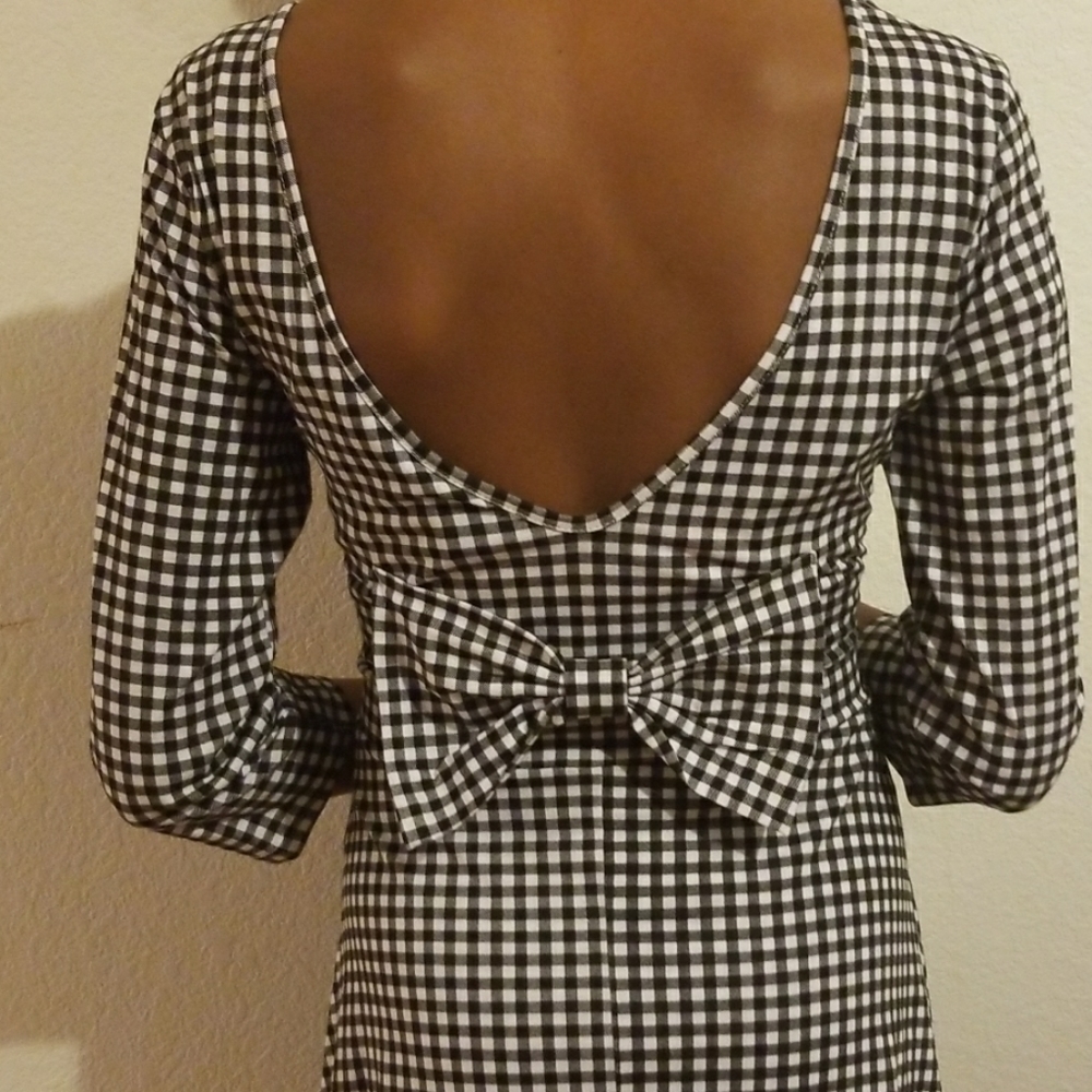 FINAL MARKDOWN Rue21‎ Black White Gingham Checkered Dress with Back Bow Sz L NWT